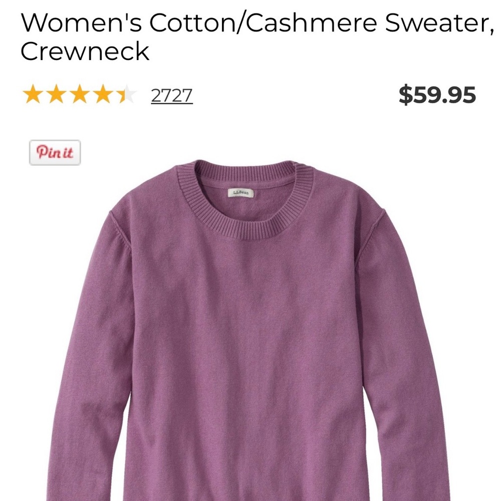 L.L. Bean Women's Crewneck Sweater in Purple